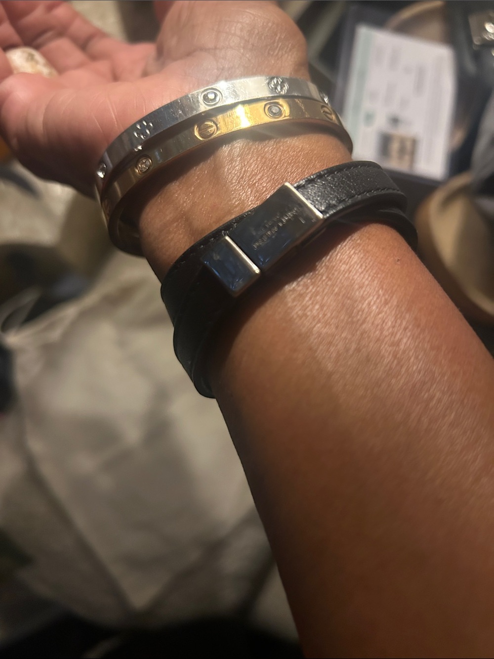YSL leather wrap bracelet gunmetal in color hardware🥳🥳❌❌ - Picture 5 of 6